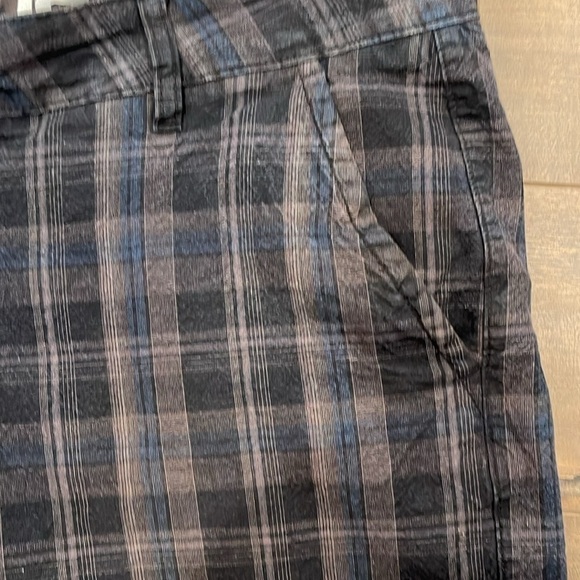 Gotcha size 38 brown/navy patterned 4 pocket zip 100% cotton shorts flat front - Picture 3 of 9